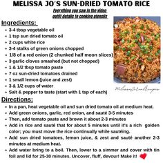 the recipe for mexican sun dried tomato rice is shown in an advertment with information about how to make it