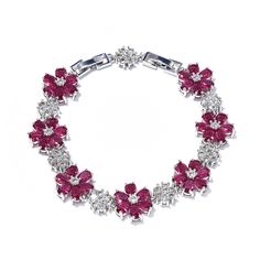 Material: Mixed Material Fashion Element: Flowers Style: Fashion OL Elegant Red Flower Bracelets, Red Flower Bracelets For Wedding, Elegant Red Flower Bracelet, Flower Luxury, Beautiful Baubles, Watch Necklace, Bling Bling, Ring Bracelet, Earring Necklace