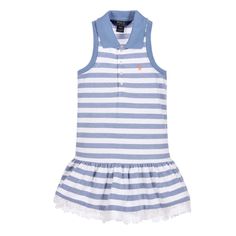 Baby Girls Sleeveless Blue Stripe Dress. 100% Cotton. Nwt. Size 6 Months Blue Cotton Sleeveless Dress With Ruffles, Cute Ruffled Ralph Lauren Dresses, Cute Ralph Lauren Dress With Ruffles, Casual Blue Ralph Lauren Dress, White Ralph Lauren Summer Dress, Cute White Ralph Lauren Dress, Cute Ralph Lauren Dress For Spring, Ralph Lauren Blue Summer Dress, Light Blue Cotton Dress For Playwear