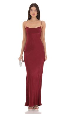 Satin Open Back Maxi Dress in Red | LUCY IN THE SKY Red Prom Dresses Long Simple, Holiday Party Dresses Red, Long Peach Dress, Long Red Prom Dresses, Red Winter Formal Dress, Date Night Dinner Dress, Red Satin Maxi Dress, Redprom Dress, Red Silk Evening Dress