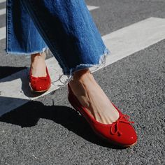 The Demi - Cherry Patent Red Patent Leather Shoes, 2023 Wishlist, Red Ballet Flats, French Girl Chic, Ballet Beautiful, Patent Leather Shoes, Shoe Inspo, Comfortable Flats, French Girl