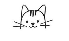 a black and white drawing of a cat's face