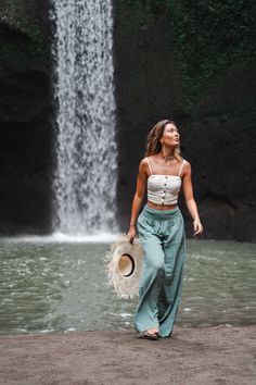 waterfall photography | Thailand | handmade apparel | handcrafted with love | Thailand photography | artisan made clothing | boho chic Wide Leg Cotton Pants, Thailand Photography, Waterfall Photography, Made Clothing, Cotton Pants, Handmade Clothes, Fall Outfit, Boho Chic, Fall Outfits