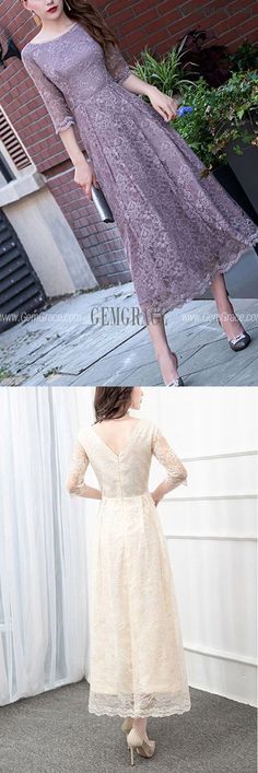 10% off now|Free shipping world-wide. Comfy Tea Length Lace Wedding Party Dress With Half Sleeves at GemGrace. Click to learn our pro custom-made service for wedding dress, formal dress. View #WeddingGuestDresses for more ideas. Best Wedding Guest Dresses, Cheap Homecoming Dresses, Homecoming Dresses Long, For Wedding Dress, Wedding Party Dress, Semi Formal Dresses, Formal Party Dress, Online Wedding Dress, Dress Formal