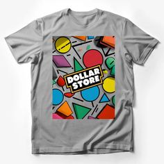 Colorful Dollar Store Pop Art Style T-Shirt, Vibrant Graphic Tee, Unisex Fashion Top Male T-Shirt Custom graphic T-Shirt.Customize your color Graphic Tee With Sublimation Design, Pop Culture Graphic Crew Neck Shirt, Gray Crew Neck Shirt With Sublimation Print, Pop Culture Graphic Design Short Sleeve Shirt, Cotton T-shirt With Pop Culture Print, Gray Short Sleeve Shirt With Graphic Print, Gray Short Sleeve T-shirt With Screen Print, Pop Culture Cotton T-shirt With Custom Print, Multicolor Graphic Tee With Short Sleeves