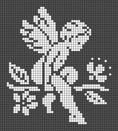 an image of a cross stitch pattern with white flowers on black background, in the style of pixelism