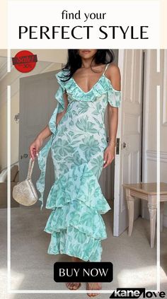 Sweet Like Honey Floral Print Rufffle Tiered Fishtail Maxi Dress Sweet Like Honey, Fishtail Maxi Dress, Dresses By Length, Long Maxi Dress, Elevate Your Style, Women's Fashion Dresses, Your Style, Your Perfect, Floral Print