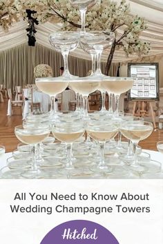 Want to have a champagne tower at your wedding? Here's everything you need to know, from how to build it to how many bottles of champagne you'll need Champagne Tower Wedding, Champagne Towers, Classic Wedding Inspiration, Champagne Coupe Glasses, Handmade Invitations, Champagne Tower, Weddings By Color, Favors Diy