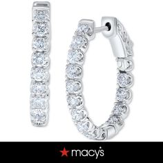 in stock Elegant Macy's Hoop Earrings For Anniversary, Elegant Macy's Hoop Earrings With Prong Setting, Vs Clarity White Gold Hoop Jewelry, White Vvs Clarity Small Hoop Jewelry, Classic White Hoop Jewelry, Classic Hoop Earrings By Macy's For Formal Occasions, Macy's Classic Hoop Earrings For Formal Occasions, Anniversary Diamond Hoop Earrings From Macy's, Gia Certified Hoop Jewelry For Anniversary