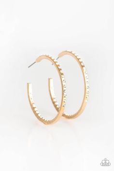 Gold Hoop Post Earrings with inside and outside rhinestones making this earrings a unique sassy bling style. It can be worn day and night. A hoop is a hoop. 100% Lead & Nickel Free. 14k Gold Hoop Earrings, Pink Jewels, Paparazzi Accessories, Diamond Charm, White Rhinestone, Diamond Hoop Earrings, Paparazzi Jewelry, Stunning Earrings, Trendy Jewelry