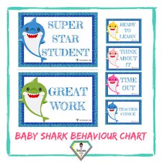 baby shark behavior chart with instructions to help children learn how to use the same language