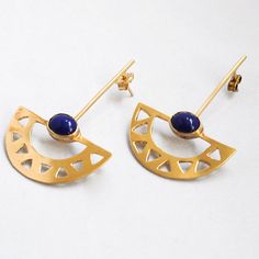 Crafted golden earrings with blue stone signature by Lijewellery Egyptian Inspired Jewelry, Egyptian Earrings, Egyptian Revival Jewelry, Egypt Jewelry, Ancient Egyptian Jewelry, Jewelry Knowledge, Urban Jewelry, Diamond Shape Earrings, Jewelry Design Inspiration