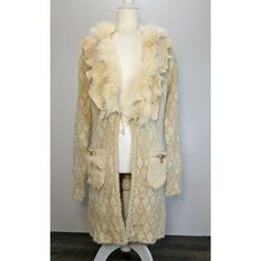 New With Tags Shein Women's Beige Fuzzy Trim Textured Knit Cardigan Size Large Super Nice Sweater With Beaded Clasp. Elegant Winter Knit Cardigan, Fitted Beige Knitted Sweater Coat, Fitted Winter White Cardigan, Cream Knit Cardigan For Winter, Fitted Cream Knitted Outerwear, Fitted Cream Soft Knit Outerwear, Fitted Cream Knit Cardigan, Textured Knit Cardigan, Jelly Shoes