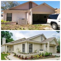 before and after photos of a house in the suburbs