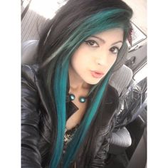 blue hair | Tumblr ❤ liked on Polyvore Blue Hair Tumblr, Highlight Hair, Emo Style, Snakebites, Emo Hair, Colour Ideas