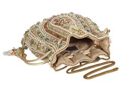 Inspired by opulent encrusted legacy jadau and polki jewelry, the Amara potli pouch pastel multi hued is embellished with semi-precious quartz, stones, kundans and lustrous gold silver Japanese beads. It is finished with delicate asymmetrical handmade tassels at the bottom. The addition of our signature embellished handle makes it a statement piece. This collectible statement accessory fits in your valuables like a smartphone, makeup, keys, currency and cards. Hand Embellished Potli Bag For Festive Occasions, Festive Hand-embellished Potli Bag, Luxury Beaded Potli Bag For Parties, Luxury Beaded Potli Bag For Evening, Traditional Embellished Potli Bag For Evening, Elegant Multicolor Potli Bag For Party, Luxury Beaded Evening Potli Bag, Luxury Evening Beaded Potli Bag, Luxury Festive Potli Bag As Gift