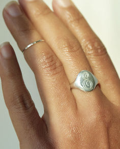 A perfectly proportioned and classic signet ring. A true wear-for-forever piece. Classic Everyday Engraved White Gold Ring, Classic Signet Ring Stamped 925, Classic 925 Stamped Round Band Signet Ring, Classic Engraved Ring Stamped 925 For Everyday, Classic Everyday Engraved Ring Stamped 925, Classic Engraved Ring With Round Band For Everyday, Everyday Engraved Signet Ring With Round Band, Classic Engraved Round Band Ring For Everyday, Engraved Everyday Signet Ring