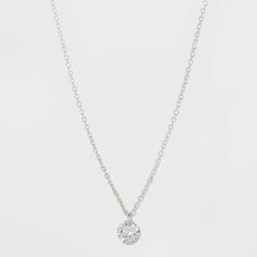 Sterling with Cubic Zirconium Necklace - A New Day Silver/Gray, Women's Silver Fancy Necklace, Silver Necklaces Simple Classy, Christmas Necklaces, Real Silver Necklace, Sliver Necklace, Silver Necklace Simple, Silver Diamond Necklace, Necklaces Silver, Layered Necklaces Silver