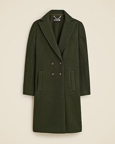 J.Crew: Daphne Topcoat In Boiled Wool For Women Solid Cashmere Long Coat, Solid Color Long Cashmere Coat, Cashmere Long Sweater Coat For Fall, Long Cashmere Sweater Coat For Fall, Fall Cashmere Long Sweater Coat, Fitted Long Cashmere Coat, Fitted Cashmere Long Coat, Winter Cashmere Pea Coat With Lapel Collar, Fitted Cashmere Outerwear For Fall