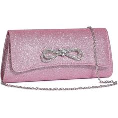 This Evening Clutch Pefectly Match Your Gorgeous Bow Sandals;Absolutely Beautiful And Elegant For Evening Wear,Perfect Accessory That Will Work Well With Many Outfits. Detachable "O" Chain Strap,Allow This Clutch Purse Used As A Cross-Body Bag Or A Shoulder Bag;Fold Over Front Design With Magnetic Snap Closure,For Easy Access To Stored Contents. Dimensions: 10.23"W X 5.11"H X 1.96"D Inches,Enough Space For Daily Basics Like Cellphone(Iphone 12 Pro, 11 Pro, X, Xs Max, 8,)Makeup,Lipstick,Compact M Clutch Purse Wedding, Purse Wedding, Best Gift For Wife, Bow Clutch, Pink Clutch, Party Purse, Your Gorgeous, Bow Sandals, Prom Formal