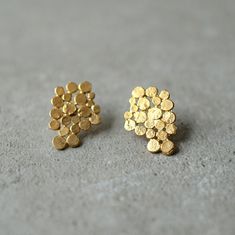 Gold Cluster Earrings, Small Version, Valentine's Gift, Hand Made Earrings, Bridal Earrings, Holiday Bridesmaid Gift, Gift for Woman, Baladi - Etsy Canada Gold Cluster Earrings For Celebrations, Gold Handmade Cluster Earrings For Party, Handmade Gold Cluster Earrings For Wedding, Ear Pin, Chinese Design, Earrings Christmas, Cluster Necklace, Best Jewelry Stores, Wrapped Jewelry