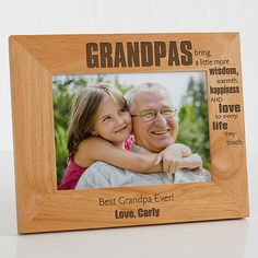 Personalize with any 2 line sentiment in your choice of block or script fontA verse about grandpa will be engraved across the side of the frameAvailable in 3 sizes Top quality, natural wood frame features easel back design for table top display, or ready for wall mount5" x 7" photo opening with glass insertFrame measures 9 3/4" x 7 3/4" overallWood grain will vary, so not all frames will look identicalImported Show your grandpa how much he is loved with our Wonderful Grandpa Grandparents Frame, Mirror Frame Diy, Laser Cut Wood Crafts, Personalized Photo Frames, Personalized Picture Frames, Picture Frame Molding, Baby Frame, Framed Photo Collage, Diy Picture Frames