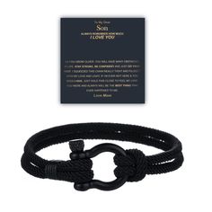 PRICES MAY VARY. 【FASHION DESIGN】A black rope bracelet with a black stainless steel horseshoe buckle，fashion design inspires your son's confidence and keeps your son at the forefront of fashion 【BRACELET SIZE】Rope Length:8.28 inch;Rope Thickness:0.2 inch 【UNIQUE MEANING】This bracelet is a gift for boys with inspiring gift ideas. This black stainless steel horseshoe buckle symbolizes the boy's will to be indestructible,this bracelet can enhance the boy's sense of faith. 【MATERIAL】We chose high qu Black Bracelet For Birthday Gift, Black Bracelets As Birthday Gift, Black Bracelet For Mother's Day Birthday Gift, Adjustable Durable Wristband For Gift, Black Bracelets For Birthday Or Valentine's Day, Durable Black Wristband Gift, Casual Black Bracelets For Valentine's Day, Casual Black Jewelry For Personalized Gifts, Personalized Black Wristband For Father's Day