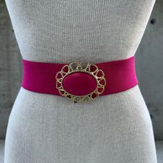 80s Day Lor USA belt, vintage pink elastic belt, chunky gold tone and pink oval buckle, maximalist sophisticated fashion statement, NYC look Elevate your style with this exquisite 80s Day Lor USA Belt, a vintage masterpiece that perfectly embodies maximalist sophistication. This stunning pink elastic belt is a fashion statement in itself, designed to accentuate your waist and add a touch of retro charm to any outfit. Its bold color and intricate details make it a must-have accessory for the fashion-forward individual seeking a standout piece. Crafted from high-quality elastic, the belt provides both comfort and flexibility, ensuring a perfect fit for various body types. The vibrant pink hue is both playful and elegant, making it a versatile addition to your wardrobe. Whether you're dressin Glamour Vintage, Sophisticated Fashion, Pink Belt, Belt Vintage, Elastic Belt, Rose Vintage, Suspender Belt, Vintage Glamour, Bold Color