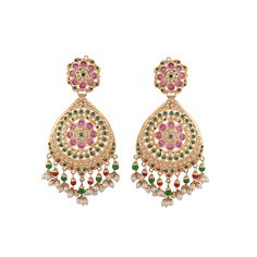 Hyderabadi Jadau Navratan earrings, inspired by Sabyasachi's opulent designs. Featuring intricate goldwork and vibrant multi-colored gemstones, these big chandbali earrings exude timeless elegance. Perfect for adding a statement touch to any outfit, they make a stunning gift or a standout piece in your jewelry collection. *𝐏𝐑𝐎𝐃𝐔𝐂𝐓 𝐃𝐄𝐓𝐀𝐈𝐋* * Material: Brass * Plating: Gold Plated * Stone: Semi Precious Kundan & Beads. *𝐃𝐈𝐌𝐄𝐍𝐒𝐈𝐎𝐍𝐒* *Earrings* * Weight: 40 gm Each * Length:- Elegant Multicolor Cutdana Jhumkas, Multicolor Chandbali Bridal Earrings With Intricate Design, Multicolor Intricate Chandbali Bridal Earrings, Multicolor Temple Jewelry Bridal Earrings With Intricate Design, Multicolor Bridal Earrings With Intricate Design For Diwali, Multicolor Intricate Bridal Earrings For Diwali, Multicolor Bollywood Bridal Earrings With Intricate Design, Diwali Reception Drop Jhumkas Earrings, Festive Multicolor Chandbalis With Intricate Design