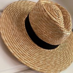 Never Worn. Purchased For A Vacation We Couldn't Go On. Tan Brimmed Summer Hats, Tan Straw Hat For Vacation In Spring, Tan Straw Hat For Vacation And Spring, Tan Straw Hat For Spring Vacation, Tan Brimmed Hat For Vacation, Spring Vacation Straw Hat In Tan, Tan Flat Brim Hat For Summer, Tan Short Brim Hat For Spring, Tan Fedora Straw Hat For Vacation