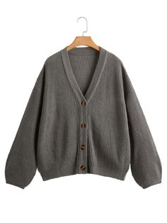 Grey Casual  Long Sleeve Acrylic Plain Coat Embellished Non-Stretch Fall/Winter Women Knitwear Cheap Solid Knit Outerwear, Shopping Sweaters & Cardigans, Cheap Gray Sweater For Fall, Cheap Casual Knit Cardigan, Cheap Trendy Crew Neck Cardigan, Cheap Fitted Solid Cardigan, Cheap Everyday Fall Cardigan, Cheap Winter Cardigan, Cheap Versatile Cardigan