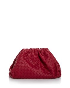 Bottega Veneta Large Woven Leather Clutch Intrecciato Weave Clutch Pouch For Travel, Designer Woven Leather Clutch, Designer Soft Leather Pouch Clutch, Designer Leather Coin Purse For Evening, Luxury Leather Clutch Coin Purse, Red Evening Bag With Intrecciato Weave, Elegant Red Shoulder Bag With Intrecciato Weave, Luxury Leather Pouch Coin Purse, Evening Textured Leather Clutch Pouch