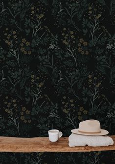 1 Panel of 24in (2ft) x 36in (3ft) Dark Moody Garden Green Tan Floral DISCOUNTED Peel and Stick Wallpaper 862 Dark Moody Wallpaper Bathroom, Tan Floral Wallpaper, Moody Bathroom Wallpaper, Dark Moody Wallpaper, Moody Garden, Skim Coating, Newport House, Amazing Kitchens, Moody Wallpaper