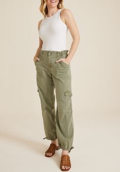 High Rise Utility Straight Pant - Materials & Care:imported - 65% cotton 35% lyocell 3% spandex - machine wash