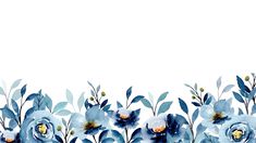 blue flowers and leaves on a white background