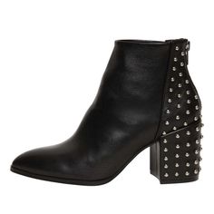 Stand Out In The Steve Madden Jillian-S Studded Ankle Boot. This Bootie Flaunts A Smooth Upper With Studded Details At Back. Features And Benefits Round Studded Heel Detailing Back Zipper For Easy On/Off Chunky Heel Steve Madden Jillian-S Bootie Black Leather Edgy Closed Toe Heels For Fall, High Heel Studded Spring Boots, Studded High Heel Boots For Spring, High Heel Studded Boots For Spring, Spring High Heel Boots With Studs, Studded Almond Toe Boots For Fall, Leather Boots With Spikes For Spring, Spring Leather Boots With Spikes, Spiked Closed Toe Boots For Fall