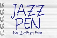 jazz pen handwritten font on lined paper