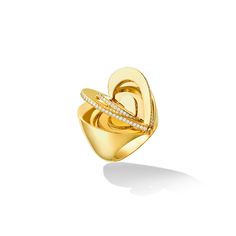 This richly-colored 18K yellow gold heart ring with diamonds from the Endless Collection is sure to be a conversation starter. The moving heart-shaped petals encrusted in .49 carats of brilliant-cut white diamond are simply mesmerizing. Polished gold hearts and pavé-set diamonds catch the light as the petals move. This unique heart-shaped cocktail ring is a piece that you'll wear often because it gives you so much joy. Yellow Gold Diamond Heart Ring Fine Jewelry, Luxury Heart-shaped Diamond Ring With Single Cut Diamonds, Elegant Heart Cut Yellow Gold Diamond Ring, Elegant Yellow Gold Heart-shaped Diamond Ring, Elegant Yellow Gold Heart Cut Diamond Ring, Gold Heart-shaped Ring With Single Cut Diamonds, Gold Heart Shaped Ring With Single Cut Diamonds, Gold Heart Diamond Ring With Pave Setting, Gold Diamond Heart Ring With Pave Setting