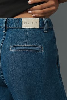 62% cotton, 38% cotton lyocell Front and back patch pockets Front zip Machine wash Imported | Victoria High-Rise Wide-Leg Jeans by Pistola in Blue, Women's, Size: 27, Cotton/Lyocell at Anthropologie Jean Trousers, High Rise Wide Leg Jeans, Knit Denim, Denim Details, Back Patch, Wide Leg Jeans, Denim Dress, Leg Jeans, Anthropologie