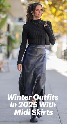 Mini Skirt Winter Outfit, Midi Skirt Outfit Winter, Midi Skirt Winter, Winter Skirt Outfit, Outfit Inspo Casual, Leather Midi Skirt, New Fashion Trends, Outfit Inspo Fall, Style Mistakes