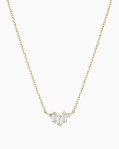 Diamond and White Sapphire Amara Trio Necklace 3 Stone Necklace, Gorjana Necklace, Timeless Necklace, Earrings Stacking, Trio Necklace, Necklaces Diamond, Solid Gold Necklace, Diamond Necklaces, 14k Gold Necklace