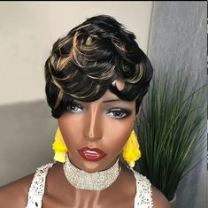 6 Inch 1b/27 Pixie Cut Human Hair Wigs Short Wavy Wig Colored Wig For Women Full Machine Made Wigs Pixie Cut Human Hair Wigs, Short Wavy Wig, Wigs Short, Wavy Wig, Colored Wigs, Short Wavy, Hair Wigs, Pixie Cut, Woman Colour