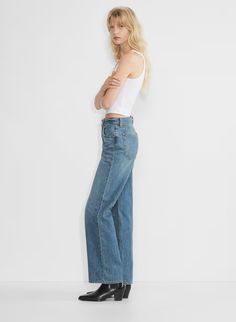 THE FARRAH HI-RISE WIDE JEAN | Aritzia Denim Forum Jeans, Denim Forum Farrah, Aritzia Jeans, Mid-rise Washed Flare Jeans In Rigid Denim, Mid-rise Light Wash Denim Wide Leg Pants, High-rise Fitted Rigid Denim Pants, Baggy High-rise Flare Jeans In Rigid Denim, Urban High-rise Denim Blue Flare Jeans, Slim Hips