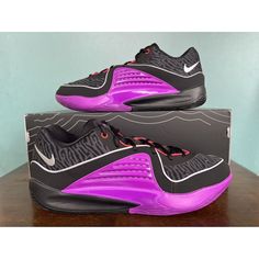 Nike Kd 16 Black/Vivid Purple Basketball Shoes Men's Size 14 Dv2917-002 Condition: Shoes Are Brand New With Original Box. See All Pictures And Description For More Details. Size: Us Men's Size 14 (Us Women's Size 15.5 | Uk/Au Size 13 | Eur Size 48.5 | Cm 32) Color: Black / Vivid Purple / Bright Crimson / Metallic Silver Features: Mesh Upper With Nubuck Overlays Rubber Outsole Ventilation On The Lateral Sides Do Not Hesitate To Contact Us With Any Questions About This Item From A Smoke-Free Home! Kd 16, Purple Basketball Shoes, Purple Basketball, Nike Kd, Nice Shoes, Basketball Shoes, Black Nikes, Size 13, Nike Men