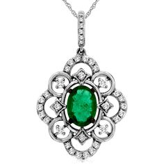 Royal 14K White Gold Emerald and Diamond Pendant - Timeless Elegance Exquisite Emerald Necklace For Formal Occasions, Elegant Emerald Cut Emerald Necklace For Formal Occasions, Elegant White Gold Emerald Necklace With Brilliant Cut, Elegant Formal Emerald Necklace, Classic Emerald Necklace With Diamond Accents For Formal Events, Classic Emerald Necklace With Diamond Accents For Formal Occasions, Exquisite Emerald Necklace For Formal Occasions - May Birthstone, Exquisite Emerald Necklace For Formal Occasions And May Birthstone, Exquisite Formal Emerald Necklace For May Birthstone