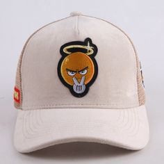 Halo'd Focus Emoticon Trucker hat (Butter Cream) Novelty Baseball Cap For Streetwear, Novelty Baseball Cap For Streetwear, One Size, Novelty Snapback Trucker Hat For Streetwear, Novelty Snapback Hat For Streetwear, Trucker Dad Hat For Streetwear, Novelty Trucker Hat Baseball Cap For Streetwear, Novelty Trucker Hat For Streetwear, Novelty Adjustable Trucker Hat For Streetwear, Novelty Streetwear Trucker Hat