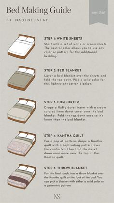 the bed making guide for beginners to make it easy and comfortable, with instructions on how