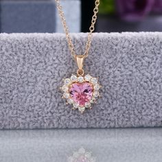 Pink Diamond Heart Flower Rose Gold Plated Cz Heart Necklace, Evgg1106 Necklace Length: 18 Inch Metal: Rose Gold Plated Over High Quality Brass Stone: Cubic Zirconia High Quality Material Hand Crafted With Love And Care Perfect For Gift, Holiday, Christmas, Birthday, Vacation, Mother's Day, Valentine's Day, Wedding, Engagement , Bridal, Promise, Anniversary, Party Please Feel Free To Message Me If You Have Any Questions. Bundle Offer: 3 For $25, 5 For $35." Mother's Day Rose Gold Heart Necklace With Cubic Zirconia, Pink Crystal Necklaces For Mother's Day, Pink Crystal Necklace For Mother's Day, Mother's Day Pink Crystal Necklace, Pink Crystal Jewelry For Mother's Day, Elegant Pink Heart Necklace For Mother's Day, Pink Necklace For Valentine's Day, Pink Cubic Zirconia Jewelry For Valentine's Day, Pink Necklace For Wedding And Mother's Day