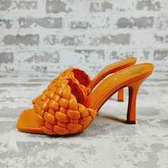 New Origin: Imported Sole Material: Synthetic Outer Material: Leather Closure Type: Slip On Leather: Material Sandal: - Heeled Slip On Closure Orange Synthetic Slip-on Heels, Orange Open Toe Synthetic Mules, Orange Open Heel Heels With Padded Heel, Leather Slip-on Sandals With 4-inch Heel, Orange Open Toe Sandals With 4-inch Heel, Orange Sandals With Padded Heel, Orange Closed Toe Evening Sandals, Evening Closed Toe Orange Sandals, Orange Synthetic Heels With Heel Strap