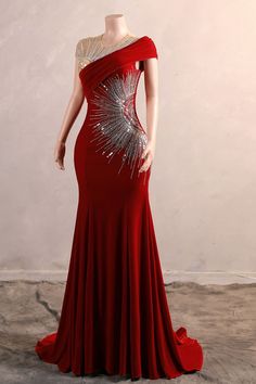 Crew One-Shoulder Empire Sweep Train Sequins Beading Evening Dress Red Ball Dress, Formal Dress Pictures, Black Lace Evening Dress, Prom Dress Pictures, Burgundy Homecoming Dresses, Plus Size Evening Gown, African Prom Dresses, Pink Evening Dress, Prom Dresses Yellow